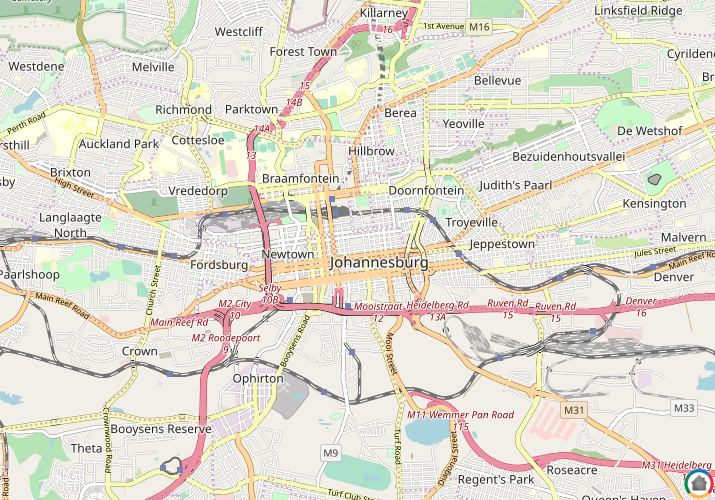 Map location of Johannesburg Central